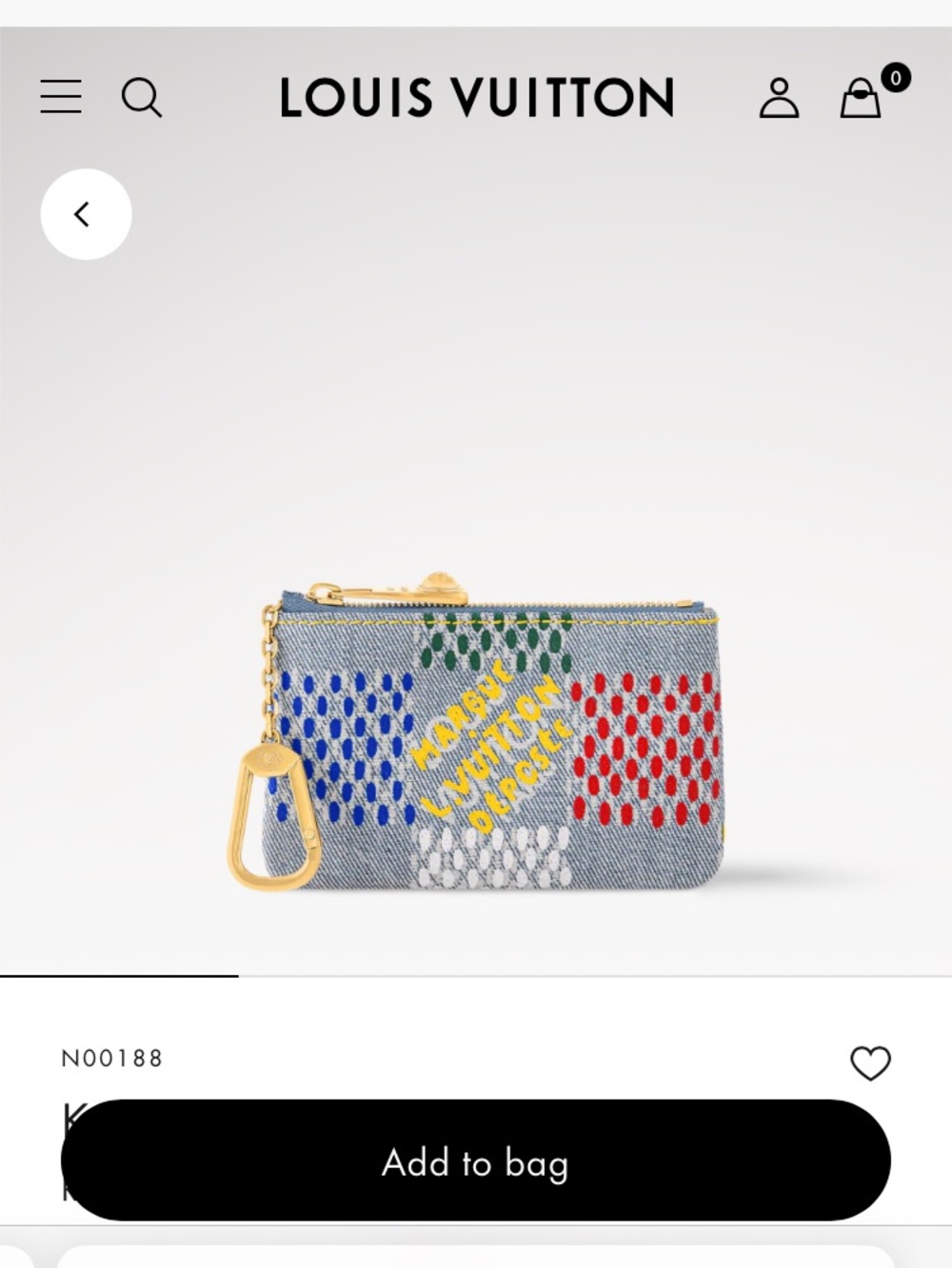 Limited edition RETAIL 650 Louis Vuitton Denim Key Pouch Multicolor Embroidery - Picture 6 of 16
